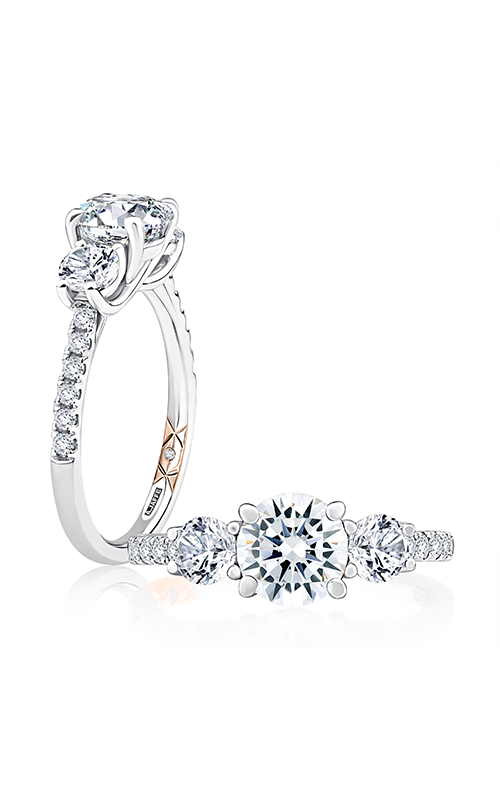 Two three stone white gold diamond engagement rings