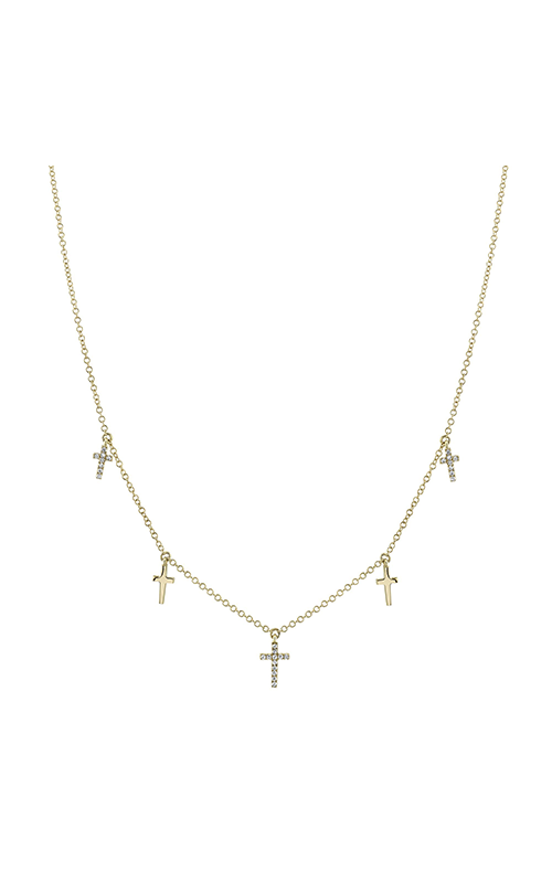 Sparkling gold chain necklace with cross pendants with stones